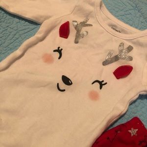Carter’s holiday outfit 0-3M onesie reindeer pants